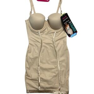 Women’s Convertible Slip Shapewear Built-In Bra Anti-Static Fajas 34B NEW